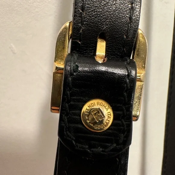 Fendi Black Leather Top-Handle Satchel with Embossed Medallion - Picture 4 of 15